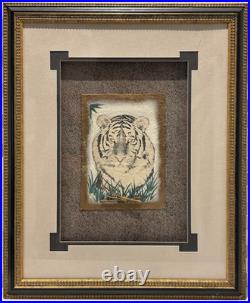 Mixed Media White Tiger Painting, Rare Art Gifts