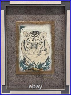Mixed Media White Tiger Painting, Rare Art Gifts