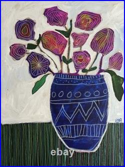 Modern Abstract Floral Painting 16x20 Stretch Canvas Ruth Arenz
