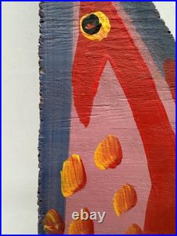 Mose Tolliver Mose T Alabama Folk Art Painting Wood Red Tico Bird 10 x 7.5