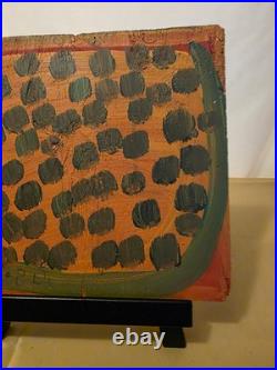 Mose Tolliver Mose T signed Watermelon Painting on Wood Outsider Folk Art 10x9