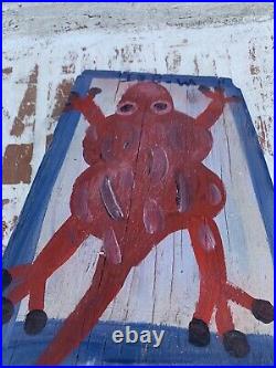 Mose Tolliver, Signed MoseT Original Painting, Alabama Folk Outsider Art, Frog