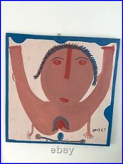 Moset Mose Tolliver painting. Folk OUTSIDER art African American artist NUDE