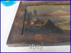 Mount Hood, OR oil painting on board small 17.5 X 8 Framed Folk Art Antique