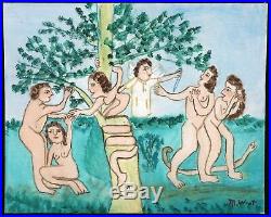 Myrtice West Folk Art Painting Adam And Eve Outsider