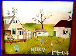 NANCY WOODROW Original Painting DAYLILIES 2005, Farm House Primitive Folk Art PA
