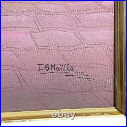 Naive Folk Art Painting Creole/Hatian/Carinbean Pink House 23x28 Signed ISmaïlla