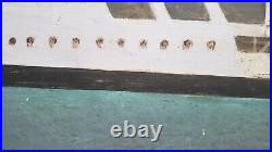 Nantucket Ferry Oil Painting Primitive Folk Art Signed 22