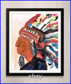 Native American HeadressContemporary Expressionist Painting on Canvas Art 14x11