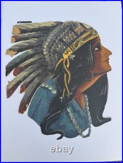 Native American Oil Paintings Canvas Pair 1930s Tattoo Folk Art