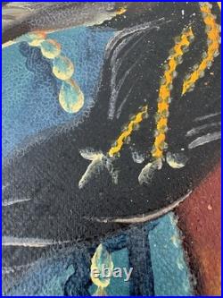 Native American Oil Paintings Canvas Pair 1930s Tattoo Folk Art