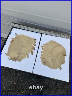 Native American Oil Paintings Canvas Pair 1930s Tattoo Folk Art