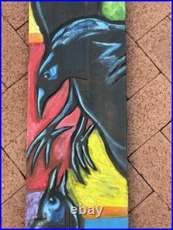 Navajo Painting Folk Art on Wood Crow Raven Leland Holiday 36 Native American