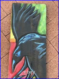 Navajo Painting Folk Art on Wood Crow Raven Leland Holiday 36 Native American
