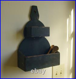New England Double Wall Box or Candle Box in Old Dry Paint Folk Art