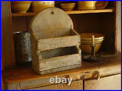 New England Pine Double Wall Box Candle Box in Old Blue Paint Folk Art