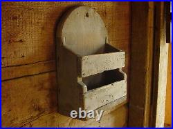 New England Pine Double Wall Box Candle Box in Old Blue Paint Folk Art