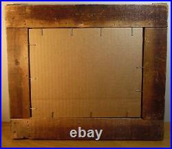 Nicely pyramided folk art TRAMP ART picture frame in highly oxidized mellow gold