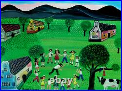 Noted Mexican Roman Lopez Fine Vintage Original Folk Art Oil Painting