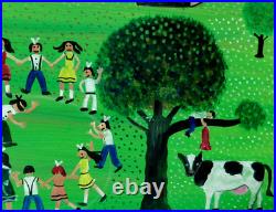 Noted Mexican Roman Lopez Fine Vintage Original Folk Art Oil Painting
