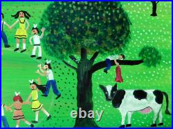 Noted Mexican Roman Lopez Fine Vintage Original Folk Art Oil Painting