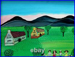 Noted Mexican Roman Lopez Fine Vintage Original Folk Art Oil Painting