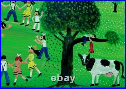 Noted Mexican Roman Lopez Fine Vintage Original Folk Art Oil Painting