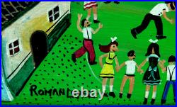 Noted Mexican Roman Lopez Fine Vintage Original Folk Art Oil Painting