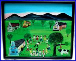 Noted Mexican Roman Lopez Fine Vintage Original Folk Art Oil Painting