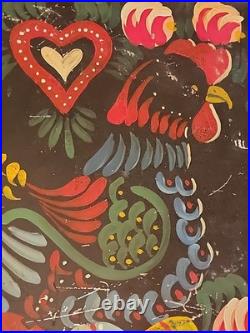 OOAK Tole Painting on Tray by Maggie Hartnett of New Orleans, Folk Art Hen & Egg