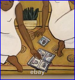 ORIGINAL 16x20 African American Folk Art Painting Four Sisters Canvas, 2020