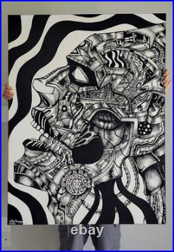 ORIGINAL ARTWORK Outsider Art Abstract Surreal 48 x 36 -Silent Suffering