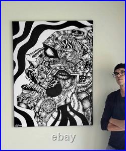 ORIGINAL ARTWORK Outsider Art Abstract Surreal 48 x 36 -Silent Suffering
