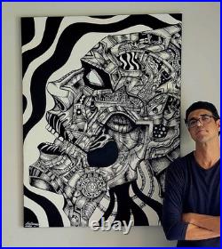 ORIGINAL ARTWORK Outsider Art Abstract Surreal 48 x 36 -Silent Suffering