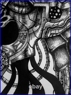 ORIGINAL ARTWORK Outsider Art Abstract Surreal 48 x 36 -Silent Suffering