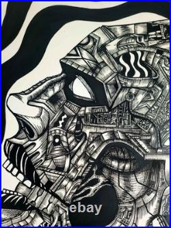 ORIGINAL ARTWORK Outsider Art Abstract Surreal 48 x 36 -Silent Suffering