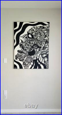 ORIGINAL ARTWORK Outsider Art Abstract Surreal 48 x 36 -Silent Suffering