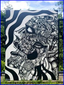 ORIGINAL ARTWORK Outsider Art Abstract Surreal 48 x 36 -Silent Suffering