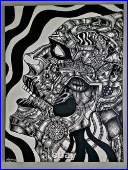 ORIGINAL ARTWORK Outsider Art Abstract Surreal 48 x 36 -Silent Suffering