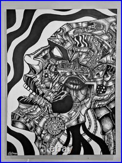 ORIGINAL ARTWORK Outsider Art Abstract Surreal 48 x 36 -Silent Suffering