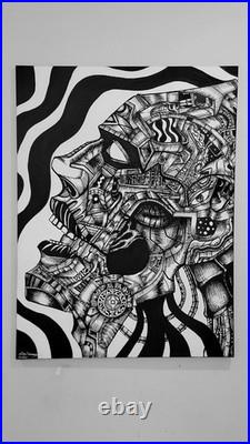 ORIGINAL ARTWORK Outsider Art Abstract Surreal 48 x 36 -Silent Suffering