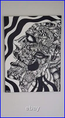 ORIGINAL ARTWORK Outsider Art Abstract Surreal 48 x 36 -Silent Suffering