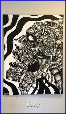 ORIGINAL ARTWORK Outsider Art Abstract Surreal 48 x 36 -Silent Suffering