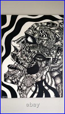 ORIGINAL ARTWORK Outsider Art Abstract Surreal 48 x 36 -Silent Suffering