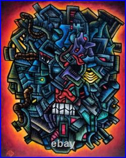 ORIGINAL ART Outsider Abstract Psychedelic Painting ETERNAL TEETH GNASHER 8x10 ORIGINAL ART Outsider Abstract Psychedelic Painting ETERNAL TEETH GNASHER 8x10