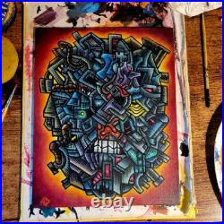 ORIGINAL ART Outsider Abstract Psychedelic Painting ETERNAL TEETH GNASHER 8x10 ORIGINAL ART Outsider Abstract Psychedelic Painting ETERNAL TEETH GNASHER 8x10