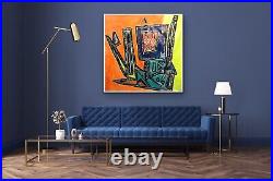 ORIGINAL Large Abstract 45x45 ACRYLIC ON CANVAS Modern Art Signed Painting