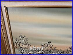 ORIGINAL OIL ON CANVAS With FRAME KOWALSKI FOLK ART VILLAGE IN THE SNOW SCENE ORIGINAL OIL ON CANVAS With FRAME KOWALSKI FOLK ART VILLAGE IN THE SNOW SCENE