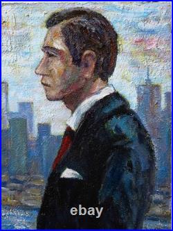 ORIGINAL OIL? PAINTING VINTAGE REALISM? ART SIGNED MAN LOVE DRESS POP FORMAL 30x24