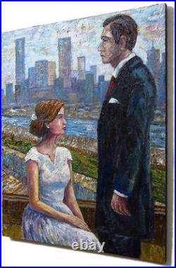 ORIGINAL OIL? PAINTING VINTAGE REALISM? ART SIGNED MAN LOVE DRESS POP FORMAL 30x24